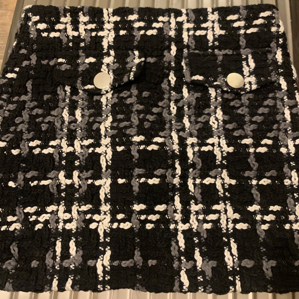 High Waist Thick Woolen Plaid Tweed Skirt